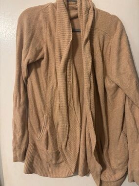 Barefoot Dreams Plush Open-Front Shawl Collar Cardigan - Camel